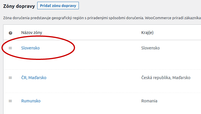 Zóny dopravy vo WooCommerce