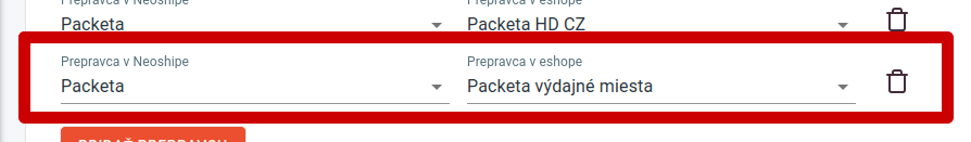 Mapovanie prepravcov v Neoshipe