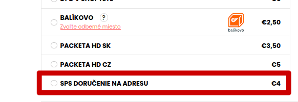 Nastavená doprava v košíku