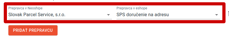 Nastavenie prepravcov v Neoshipe