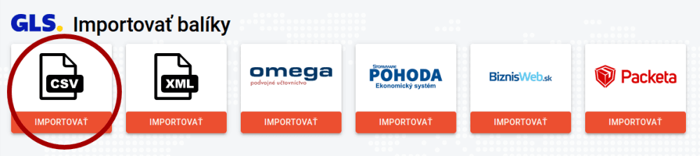Výber typu importu