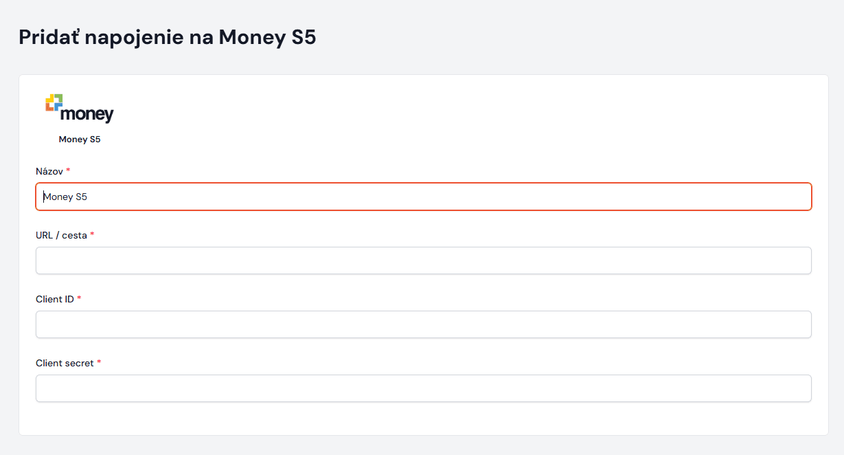 Konfigurace konektoru pro Money