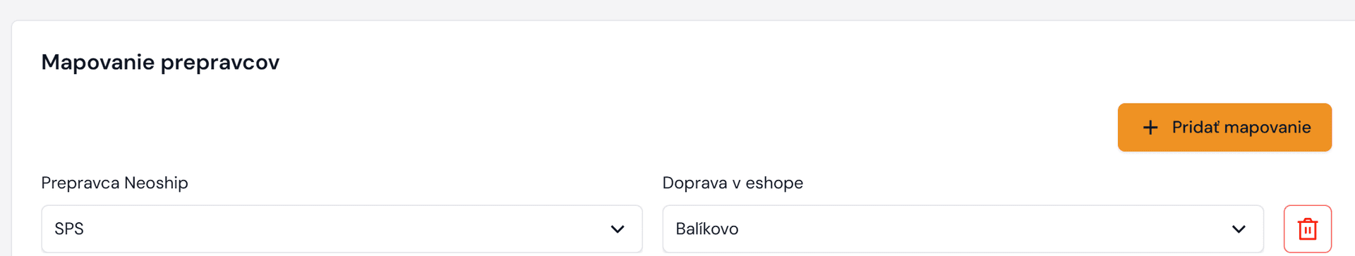 Mapovanie SPS na Balíkovo v konektore