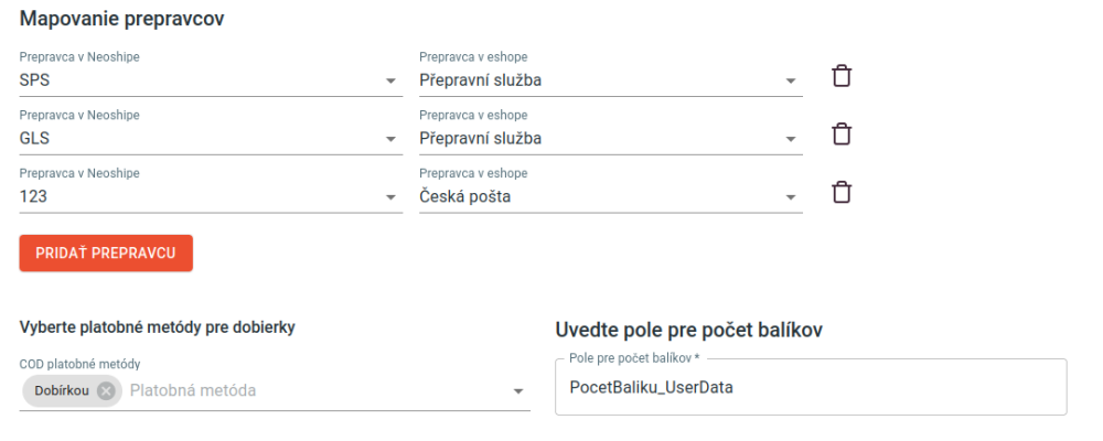 Mapovanie prepravcov