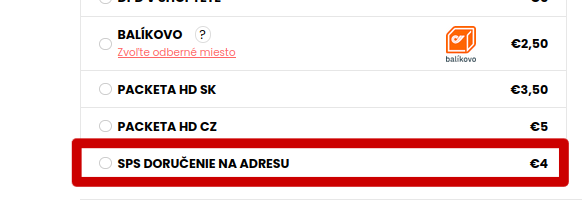 Nastavená doprava v košíku